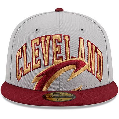 Men's New Era Gray/Wine Cleveland Cavaliers Tip-Off Two-Tone 59FIFTY Fitted Hat