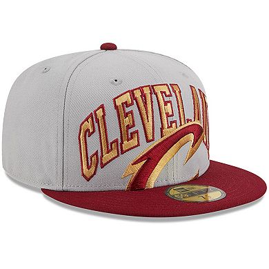 Men's New Era Gray/Wine Cleveland Cavaliers Tip-Off Two-Tone 59FIFTY Fitted Hat
