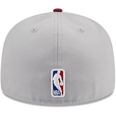 Men's New Era Gray/Wine Cleveland Cavaliers Tip-Off Two-Tone 59FIFTY Fitted Hat