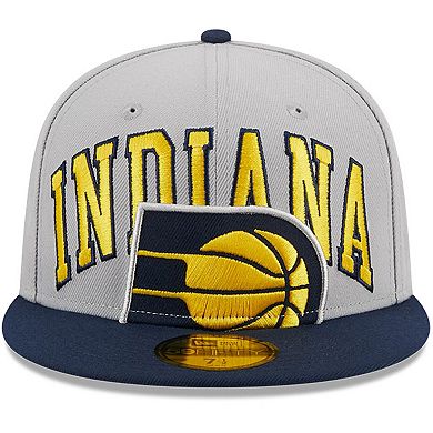 Men's New Era Gray/Navy Indiana Pacers Tip-Off Two-Tone 59FIFTY Fitted Hat