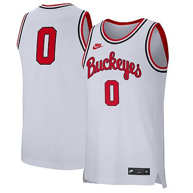 Men's Nike #00 White Ohio State Buckeyes Retro Replica Basketball Jersey