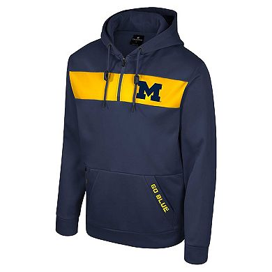 Men's Colosseum Navy Michigan Wolverines Quarter-Zip Hoodie