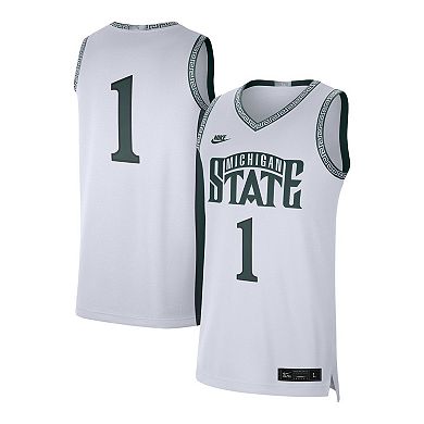 Men's Jordan Brand #1 White Michigan State Spartans Limited Authentic Jersey