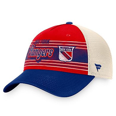 Men's Fanatics Branded Red/Blue New York Rangers Heritage Vintage Trucker Adjustable Hat