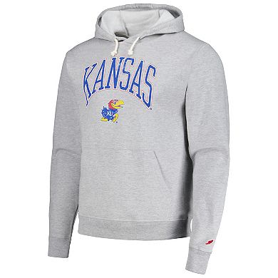 Men's League Collegiate Wear Heather Gray Kansas Jayhawks Tall Arch Essential Pullover Hoodie