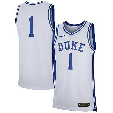 Men's Nike #1 White Duke Blue Devils Replica Jersey