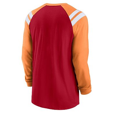 Men's Nike Red/Orange Tampa Bay Buccaneers Classic Arc Raglan Tri-Blend Long Sleeve T-Shirt