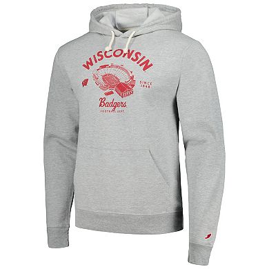 Men's League Collegiate Wear Heather Gray Wisconsin Badgers Stadium Essential Pullover Hoodie