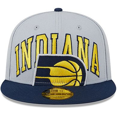 Men's New Era Gray/Navy Indiana Pacers Tip-Off Two-Tone 9FIFTY Snapback Hat