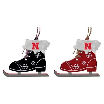 The Memory Company Nebraska Huskers Two-Pack Ice Skate Ornament Set