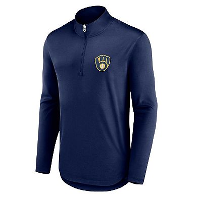 Men's Fanatics Branded Navy Milwaukee Brewers Quarterback Quarter-Zip Top