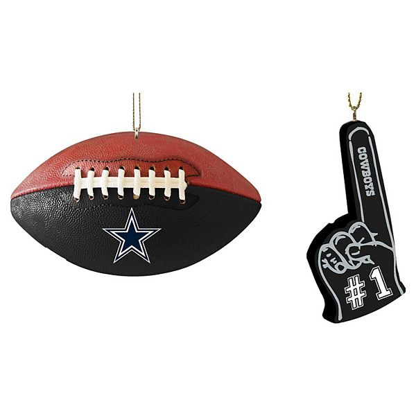 The Memory Company Dallas Cowboys Football &amp; Foam Finger Ornament Two-Pack