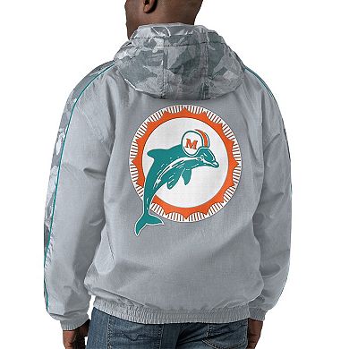 Men's Starter Gray Miami Dolphins Thursday Night Gridiron Throwback Full-Zip Jacket