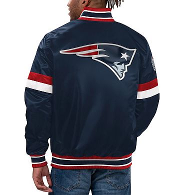 Men's Starter Navy New England Patriots Home Game Satin Full-Snap Varsity Jacket