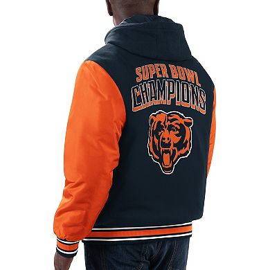 Men's G-III Sports by Carl Banks Navy/Orange Chicago Bears Player Option Full-Zip Hoodie