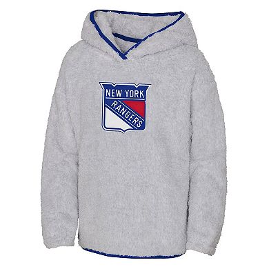 Girls Youth Heather Gray New York Rangers Ultimate Teddy Fleece Pullover Hoodie