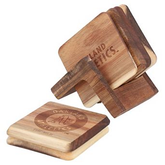 The Memory Company Oakland Athletics 6-Pack Acacia Wood Coaster Set