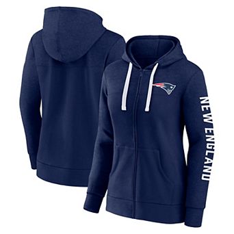 Women's Fanatics Branded Heather Navy New England Patriots Plus Size City Ties Full-Zip Hoodie