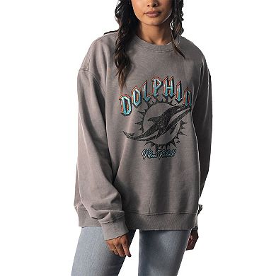 Unisex The Wild Collective Gray Miami Dolphins Distressed Pullover Sweatshirt