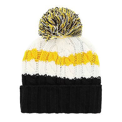 Women's '47 White/Black Pittsburgh Pirates Ashfield Cuffed Knit Hat with Pom