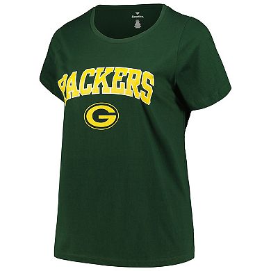 Women's Fanatics Branded Green Green Bay Packers Arch Over Logo Plus Size T-Shirt