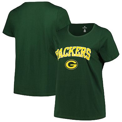 Women's Fanatics Branded Green Green Bay Packers Arch Over Logo Plus Size T-Shirt