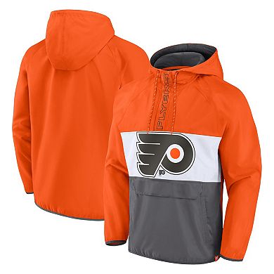Men's Fanatics Branded Orange Philadelphia Flyers Flagrant Foul Anorak Raglan Half-Zip Hoodie Jacket