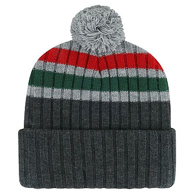 Men's '47 Gray Minnesota Wild Stack Patch Cuffed Knit Hat with Pom