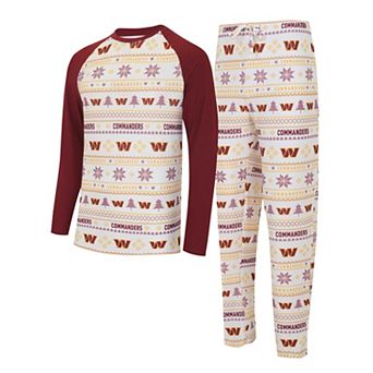 Men's Concepts Sport White/Burgundy Washington Commanders Tinsel Raglan Long Sleeve T-Shirt & Pants Sleep Set