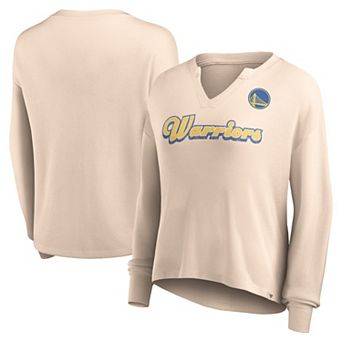 Women's Fanatics Branded Tan Golden State Warriors Go For It Long Sleeve Notch Neck T-Shirt