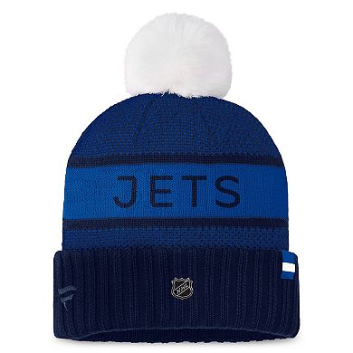 Women's Fanatics Branded Navy/Blue Winnipeg Jets Authentic Pro Rink Cuffed Knit Hat with Pom