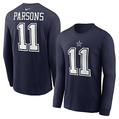 Men's Nike Micah Parsons Navy Dallas Cowboys Player Name & Number Long Sleeve T-Shirt