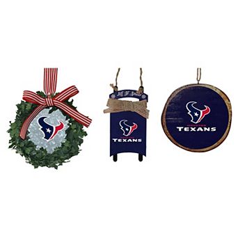 The Memory Company Houston Texans Three-Pack Wreath, Sled & Circle Ornament Set