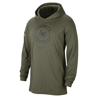 Men's Nike Olive Ohio State Buckeyes Military Pack Long Sleeve Hoodie T-Shirt