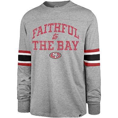 Men's '47 Gray San Francisco 49ers Faithful to The Bay Cover Two Brex Long Sleeve T-Shirt