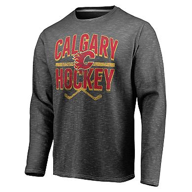 Men's Fanatics Branded Gray Calgary Flames Iced Out Long Sleeve T-Shirt