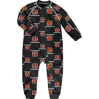Toddler Black Cincinnati Bengals Allover Print Raglan Full-Zip Sleeper