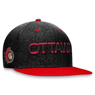 Men's Fanatics Branded  Black/Red Ottawa Senators Authentic Pro Rink Two-Tone Snapback Hat