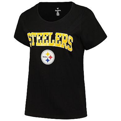 Women's Fanatics Branded Black Pittsburgh Steelers Arch Over Logo Plus Size T-Shirt
