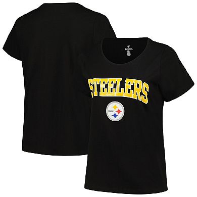 Women's Fanatics Branded Black Pittsburgh Steelers Arch Over Logo Plus Size T-Shirt