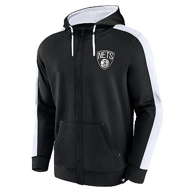 Men's Fanatics Branded Black Brooklyn Nets Rainbow Shot Full-Zip Hoodie