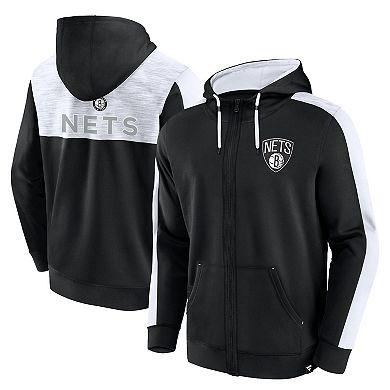 Men's Fanatics Branded Black Brooklyn Nets Rainbow Shot Full-Zip Hoodie