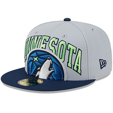 Men's New Era Gray/Navy Minnesota Timberwolves Tip-Off Two-Tone 59FIFTY Fitted Hat