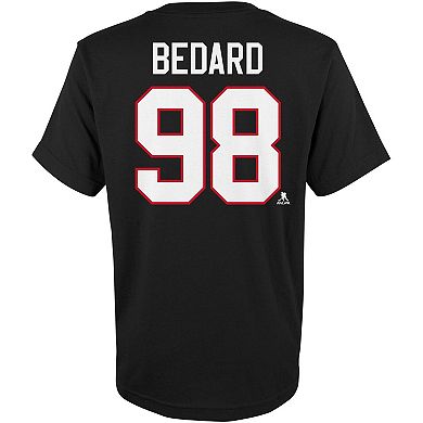 Youth Connor Bedard Black Chicago Blackhawks Player Name & Number T-Shirt