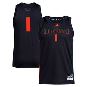 Men's adidas #1 Black Miami Hurricanes Swingman Jersey