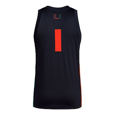 Men's adidas #1 Black Miami Hurricanes Swingman Jersey