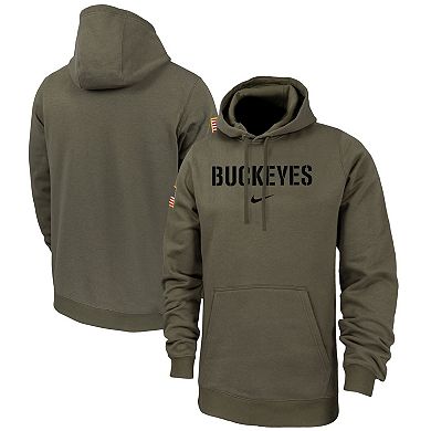 Men's Nike Olive Ohio State Buckeyes Military Pack Club Fleece Pullover ...