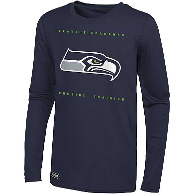 Men's College Navy Seattle Seahawks Side Drill Long Sleeve T-Shirt