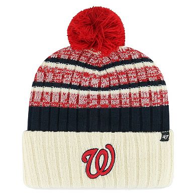 Men's '47 Natural Washington Nationals Tavern Cuffed Knit Hat with Pom
