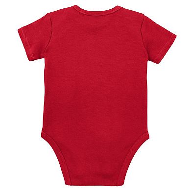 Infant Mitchell & Ness Scarlet/Heather Gray Nebraska Huskers 3-Pack Bodysuit, Bib and Bootie Set